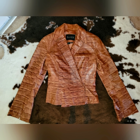 Danier Leather Jacket- Crocodile Skin Print - Picture 1 of 11